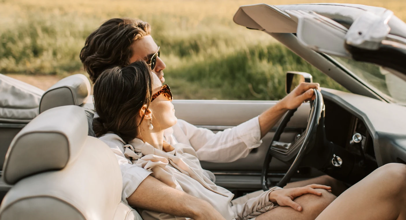 A couple exploring wealthy neighborhoods